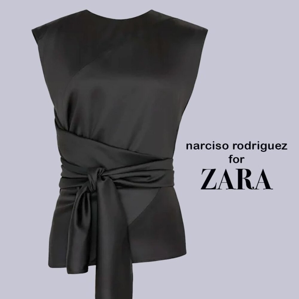 Plus-size Rare NARCISO RODRIGUEZ for ZARA, silky draped, tied asymmetric sleevel